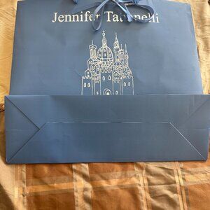 Jennifer Tattanelli Azul and Silver Shopping Bag  with Ribon Handle